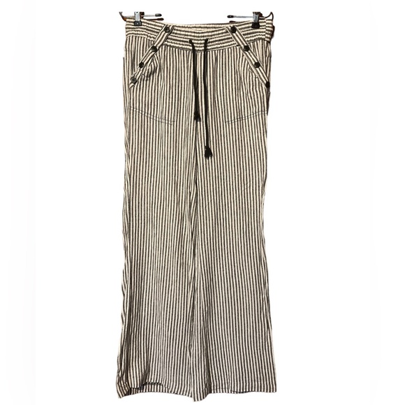Jolt Pants & Jumpsuits Jolt Black White Striped Button Linen